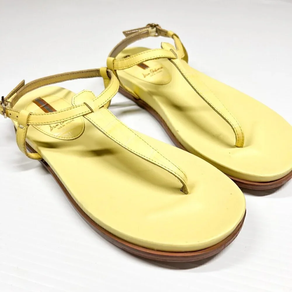 Sam Edelman Yellow Croc Naomi Wedge Thong Sandals Size 6.5